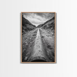 Industrial Line, Utility Pipe, Grunge Road, Canvas Print, Black White Photography, Modern Loft Decor, Urban Wall Art, Minimalist Style