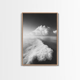 Ocean Wake, Cloud Horizon, Surreal Seascape, Framed Canvas Print, Dreamy Black White Wall Art, Bathroom Decor, Coastal Fantasy Art