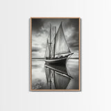 Sailboat Reflections, Calm Waters, Stormy Sky, Canvas Print, Nautical Wall Art, Office or Den Decor, Classic Maritime Photography