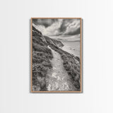 Cliffside Path, Coastal Trail, Ocean Escape, Canvas Print, Moody Landscape Wall Art, Living Room Decor, Adventure Travel Aesthetic