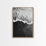 Wave Edge, Cracked Earth, Tide Meets Stone, Nature Contrast, Canvas Print, Abstract Ocean Art, Minimalist Wall Decor, Bathroom Artwork
