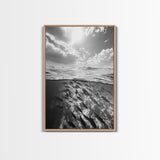 Underwater Scene, School of Fish, Ocean Photography, Split Shot Water, Framed Canvas Print, Bathroom Wall Art, Coastal Decor