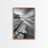 Eroded Riverbed, Desert Rock, Serene Canyon, Long Exposure, Framed Canvas Print, Earth Tones, Dining Room Decor, Nature Inspired