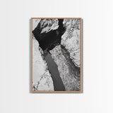 Rock Crevice, Light Ripples, Natural Texture, Abstract Nature, Framed Canvas Print, Kitchen Wall Art, Earth Tone Style, Modern Rustic