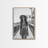 Pier Walk, Summer Fashion, Coastal Vibes, Chic Girl, Canvas Print, Fashion Wall Art, Modern Decor, Teen Room Artwork, Stylish Aesthetic