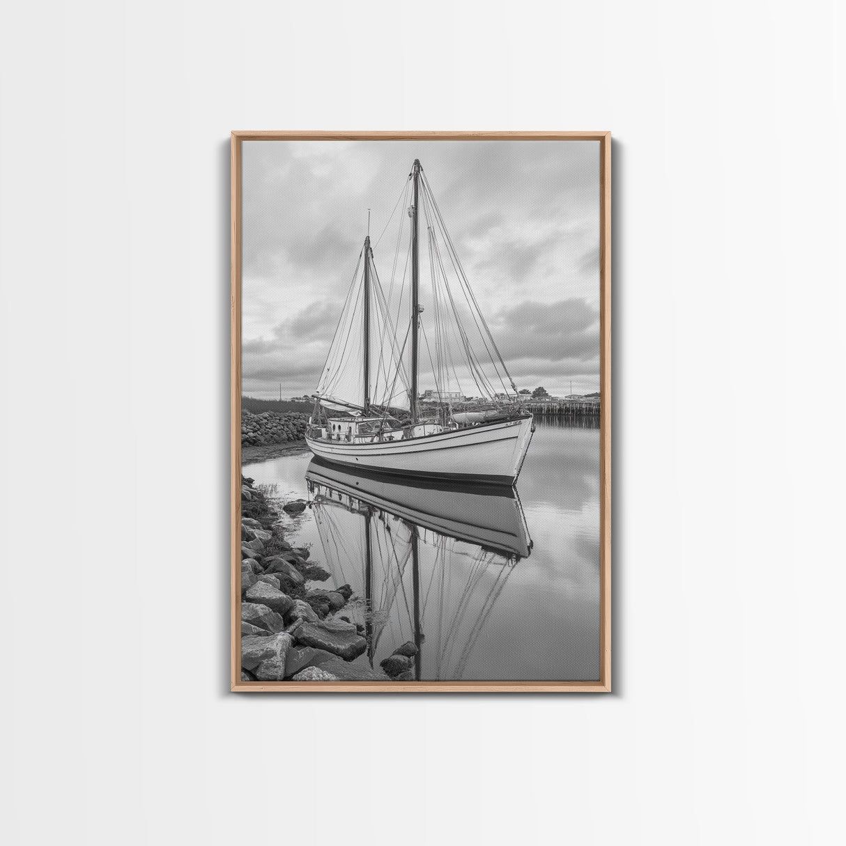 Sailboat Reflection, Harbor Calm, Nautical Scene, Canvas Print, Coastal Wall Art, Beach House Decor, Ocean Photography, Bathroom Art