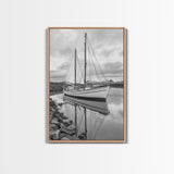 Sailboat Reflection, Harbor Calm, Nautical Scene, Canvas Print, Coastal Wall Art, Beach House Decor, Ocean Photography, Bathroom Art