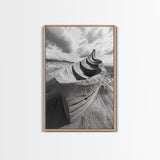Sand Boat, Beach Sculpture, Dramatic Clouds, Textured Art, Framed Canvas Print, nautical wall art, coastal boho decor, modern beach print