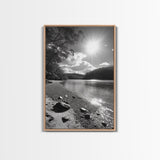 Ocean Shoreline, Serene Landscape, Coastal Photography, Canvas Print, Modern Nature Decor, Living Room Wall Art, Black and White Art