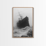 Haunted Ship, Foggy Sea, Maritime Ghost, Canvas Print, Nautical Wall Art, Pirate Ship Aesthetic, Halloween or Fall Home Decor