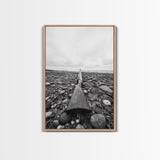 Rifle on Pebbles, Rustic Coastal, Survivalist Aesthetic, Canvas Print, Cabin Wall Art, Masculine Decor, Nature Minimalist Style