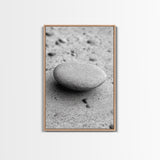 Smooth Beach Stone, Minimalist Sand Texture, Natural Balance, Canvas Print, Spa Room Wall Art, Calm Earthy Interior Style