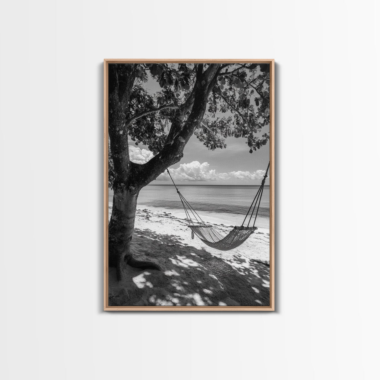 Hammock Relaxation, Beach Shade, Seaside Breeze, Canvas Print, Boho Bedroom Wall Art, Coastal Calm Tropical Home Decor