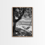 Hammock Relaxation, Beach Shade, Seaside Breeze, Canvas Print, Boho Bedroom Wall Art, Coastal Calm Tropical Home Decor