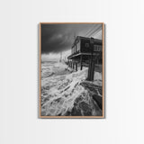 Stormy Coastline, Ocean Waves, Seaside House, Canvas Print, Coastal Wall Art, Beach House Decor, Nautical Photography, Moody Art