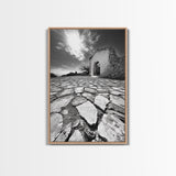 Desert Archway, Stone Ruins, Sunny Sky, Canvas Print, Rustic Travel Wall Art, Mediterranean Decor, Minimalist Earthy Aesthetic