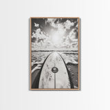 Surfboard Horizon, Ocean Waves, Beach Photography, Summer Vibes, Canvas Print, Teen Room Wall Art, Coastal Decor, Modern Surf Art