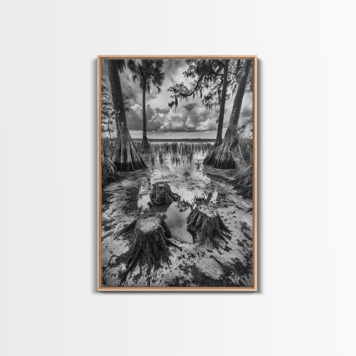 Swamp Scene, Cypress Trees, Reflection Water, Southern Nature, Canvas Print, Cabin Wall Art, Moody Landscape, Autumn Rustic Decor