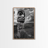 Tribal Totem, Ancient Spirit, Cultural Power, Canvas Print, Rustic Wall Art, Boho Living Room Decor, Ethnic History Accent