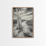 Hiking Marker, Trail Symbol, Windswept Grass, Framed Canvas Print, Outdoor Adventure Wall Art, Nature Lover Gift, Cabin Decor