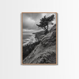 Lone Tree, Ocean Bluff, Windy Coastline, Canvas Print, Coastal Landscape Wall Art, Moody Nature Decor, Minimalist Vibe, Coastal Wall Art