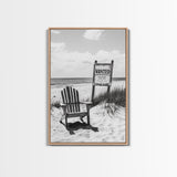 Wanted Poster, Beach Chair, Western Humor, Framed Canvas Print, Man Cave Decor, Coastal Country Style, Black and White Photography