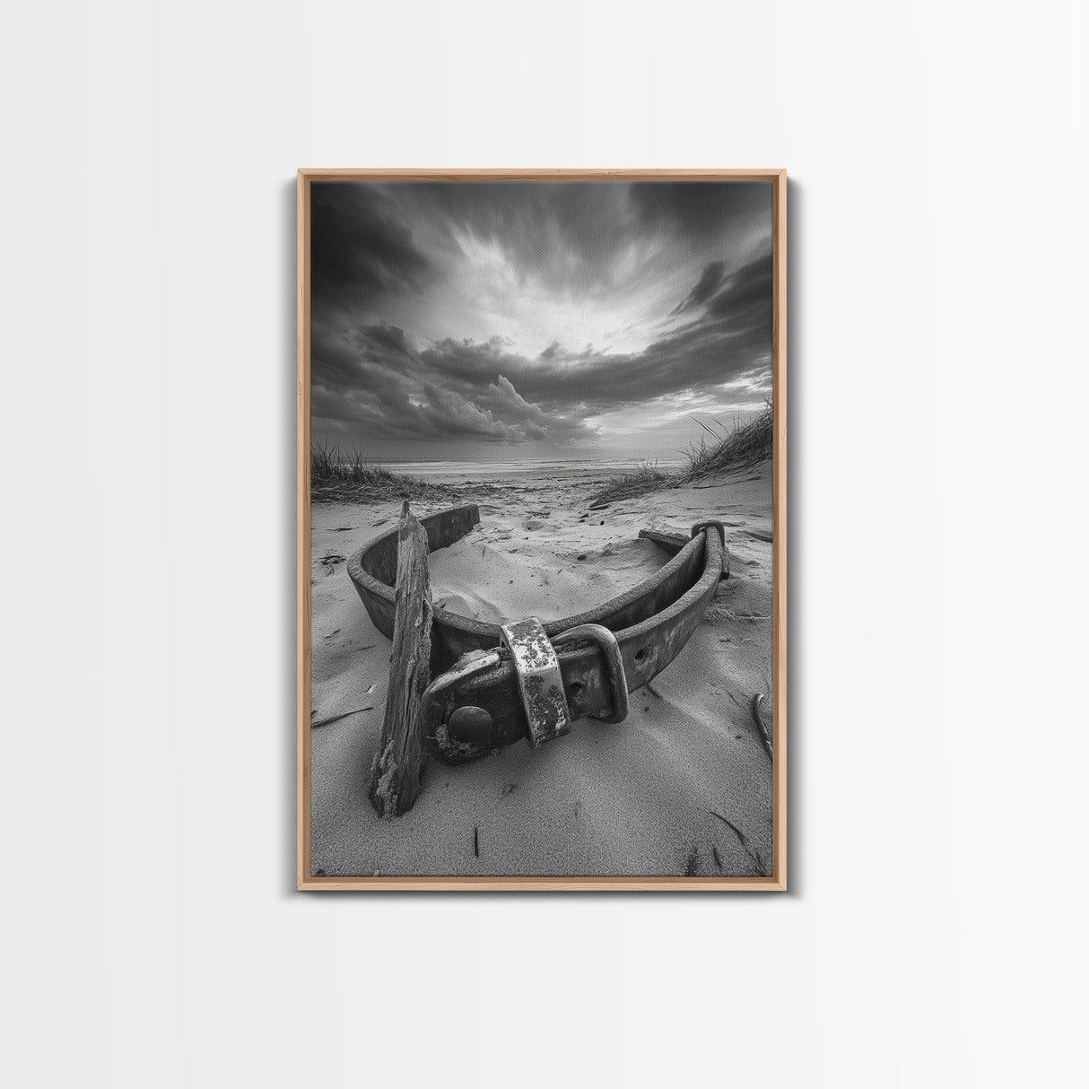 Coastal Relic, Rustic Sand Dunes, Weathered Wood, Canvas Print, Beach House Wall Art, Moody Ocean Decor, Fall Home Styling