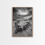 Coastal Relic, Rustic Sand Dunes, Weathered Wood, Canvas Print, Beach House Wall Art, Moody Ocean Decor, Fall Home Styling