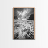 Wild Ocean Waves, Moody Coastline, Stormy Seascape, Nature Photography, Canvas Print, Coastal Wall Art, Bathroom Art, Modern Nature Decor