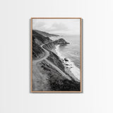 Winding Beach Road, Coastal Drive, Ocean Cliffs, Travel Landscape, Canvas Print, Office Wall Art, Fall Adventure Style, Neutral Coastal Decor