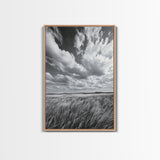 Open Sky Fields, Windy Prairie, Moody Nature Sky, Rustic Landscape, Canvas Print, Bedroom Wall Art, Fall Countryside, Boho Nature Decor