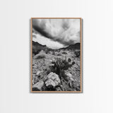 Desert Storm, Cactus Scene, Black White Art, Canvas Print, Southwest Wall Art, Earthy Tones Decor, Boho Style, Entryway Wall Accent