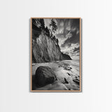 Cliffside Trees, Coastal Horizon, Rugged Seashore, Pacific Northwest Print, Framed Canvas Print, Fall Nature Wall Art, Den Decor