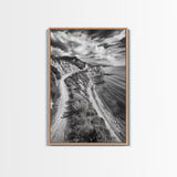 Coastal Mountain Trail, Ocean View, Travel Photography, Framed Canvas Print, Scenic Landscape Art, Office or Hallway Wall Art