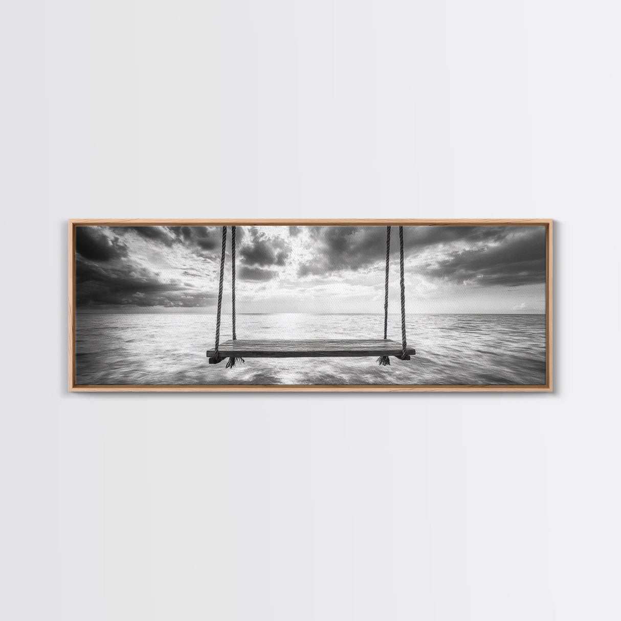Ocean Swing View, Serene Seascape Art, Minimalist Beach Wall Decor, Framed Canvas Print, Bedroom Art, Calm Coastal Photography