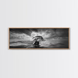 Dolphin Ocean Art, Playful Sea Animal Print, Modern Coastal Decor, Framed Canvas Print, Bathroom Wall Art, Nature Photography