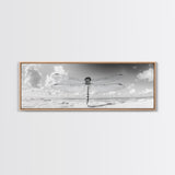 Dragonfly Beach Art, Detailed Insect Wings, Nature Wall Decor, Framed Canvas Print, Boho Bedroom Art, Minimal Wildlife Photography