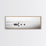 Duck Family, Serene Water, Peaceful Reflections, Canvas Print, Minimalist Animal Art, Nursery Wall Art, Calm Lake Photography