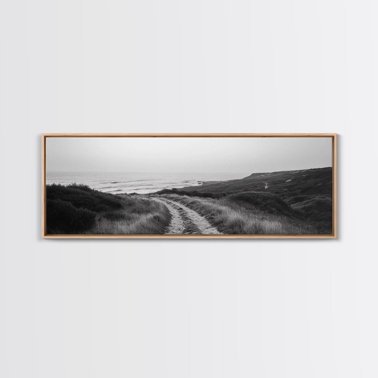 Coastal Path, Ocean Trail, Nature Journey, Canvas Print, Rustic Landscape Art, Entryway Wall Decor, Seaside Minimalist Photo