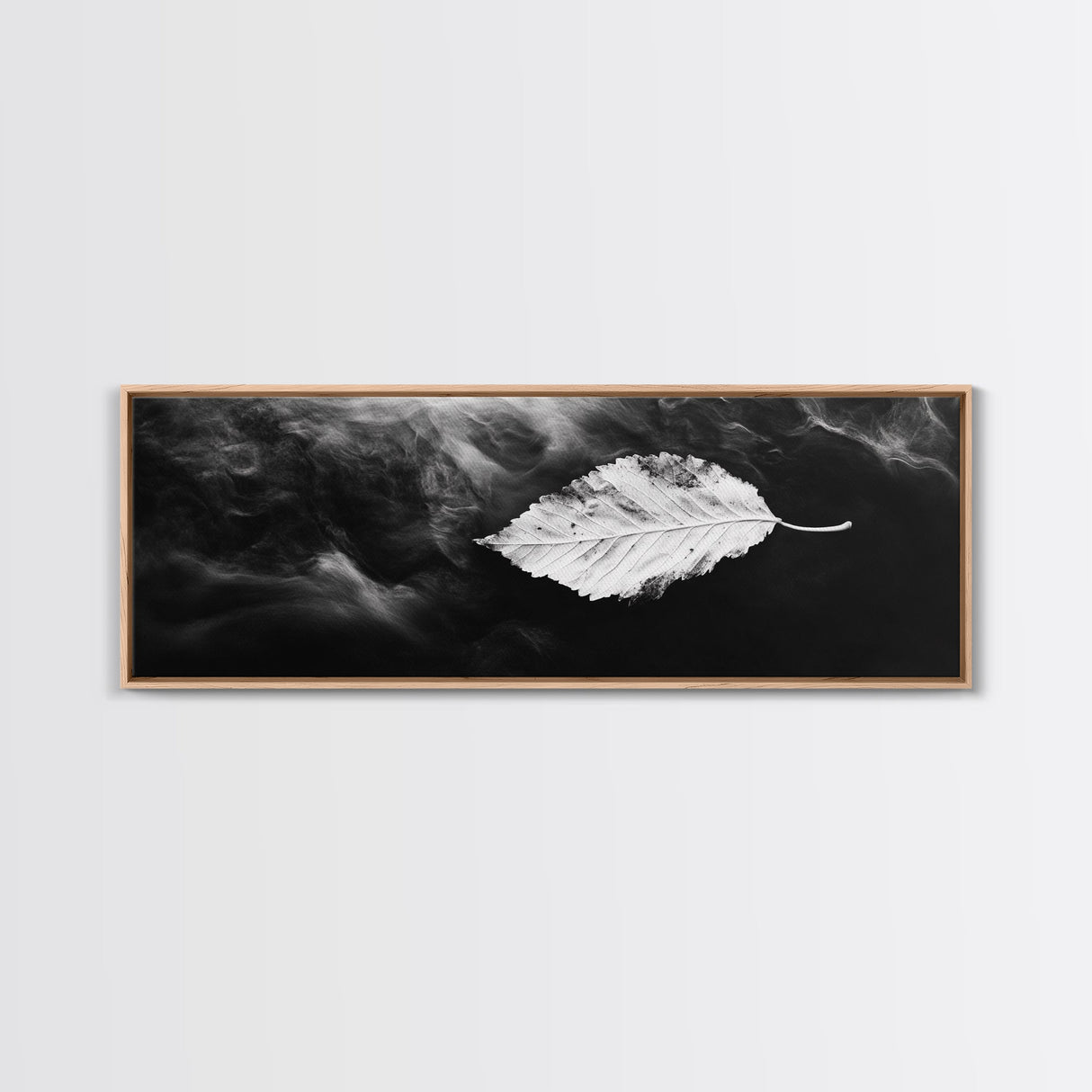 Misty Leaf, Black Art, Nature Print, Autumn Wall Decor, Framed Canvas Print, Minimalist Wall Art, Bedroom Wall Decor, Fall Botanical Art