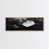 Misty Leaf, Black Art, Nature Print, Autumn Wall Decor, Framed Canvas Print, Minimalist Wall Art, Bedroom Wall Decor, Fall Botanical Art
