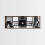 Cozy Fireplace, Cabin View, Warm Interior, Framed Canvas Print, Rustic Wall Art, Living Room Decor, Fall Season Vibe, Hygge Aesthetic
