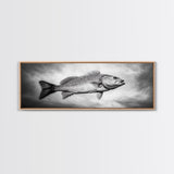 Floating Fish, Surreal Ocean, Realistic Scales, Sky Scene, Framed Canvas Print, Nautical Wall Art, Coastal Decor, Fishing Cabin Aesthetic