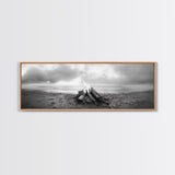 Beach Bonfire, Coastal Glow, Driftwood Fire, Ocean Calm, Framed Canvas Print, Fall Wall Art, Living Room Decor, Nature Photography Style