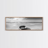 Ocean Bowl, Minimalist Beach, Solitude Shoreline, Canvas Print, Coastal Decor, Neutral Tones, Living Room Art, Bathroom Wall Art