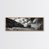 Cliff House, Ocean Cabin, Windy Coast, Framed Canvas Print, Moody Landscape Art, Rustic Wall Decor, Autumn Entryway Art