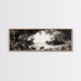Ocean Cave, Coastal Trees, Natural Light, Canvas Print, tranquil coastal wall art, bedroom boho decor, dreamy nature scene artwork
