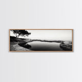 Seaside Pool, Nature Reflections, Calm Coastline, Canvas Print, minimalist zen wall art, spa bathroom decor, peaceful landscape photography