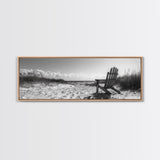 Sand Dunes, Beach Chair, Sea Grasses, Ocean Path, Framed Canvas Print, Coastal Wall Art, Relaxation Theme, Minimalist Beach House Decor