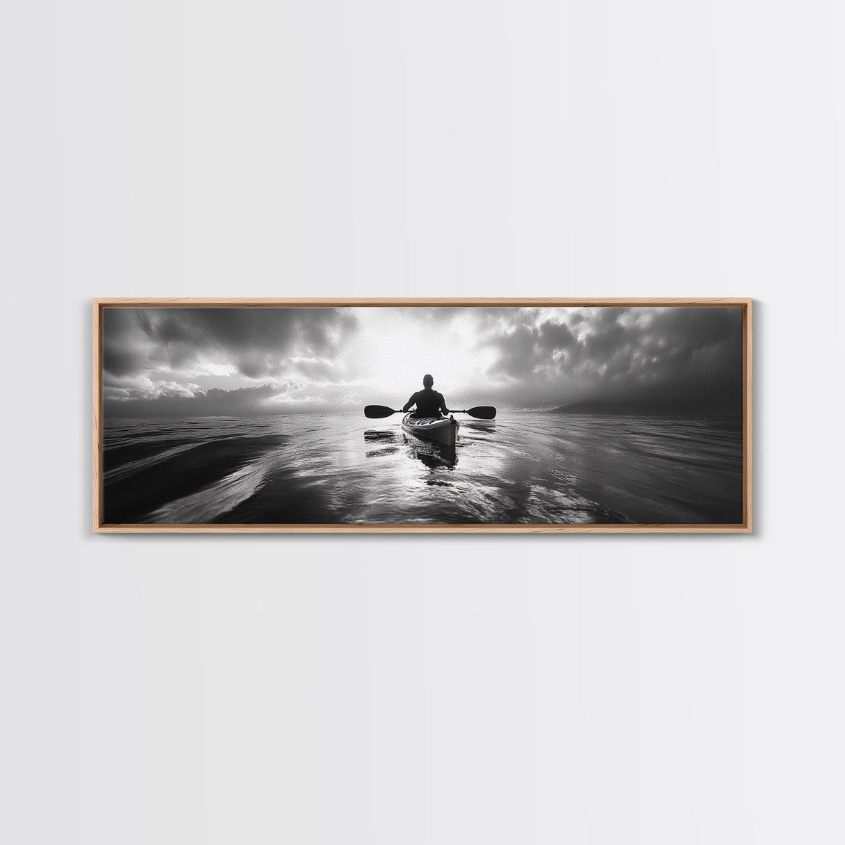 Kayaking, Sea Journey, Ocean Paddle, Canvas Print, Outdoor adventure wall art, Moody landscape, Modern living room decor, Wilderness art